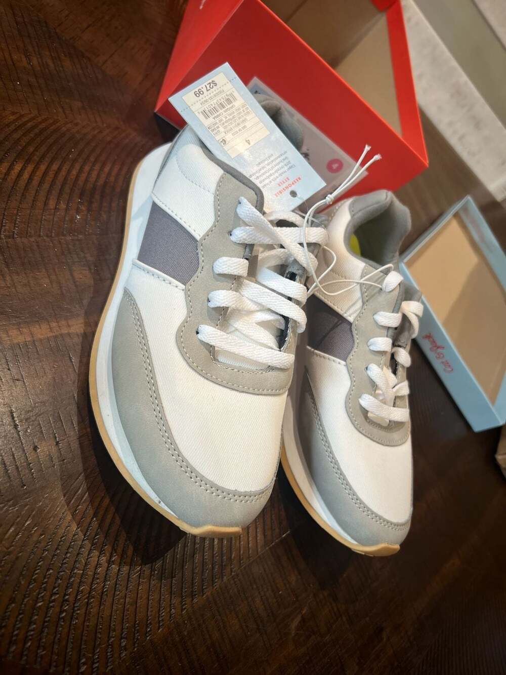 Cat & Jack Girls Brock Colorblock Sneakers Size 4 Gray/White
